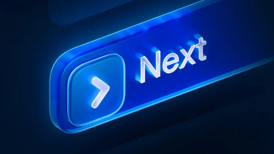 Glassmorphism style "Next" button